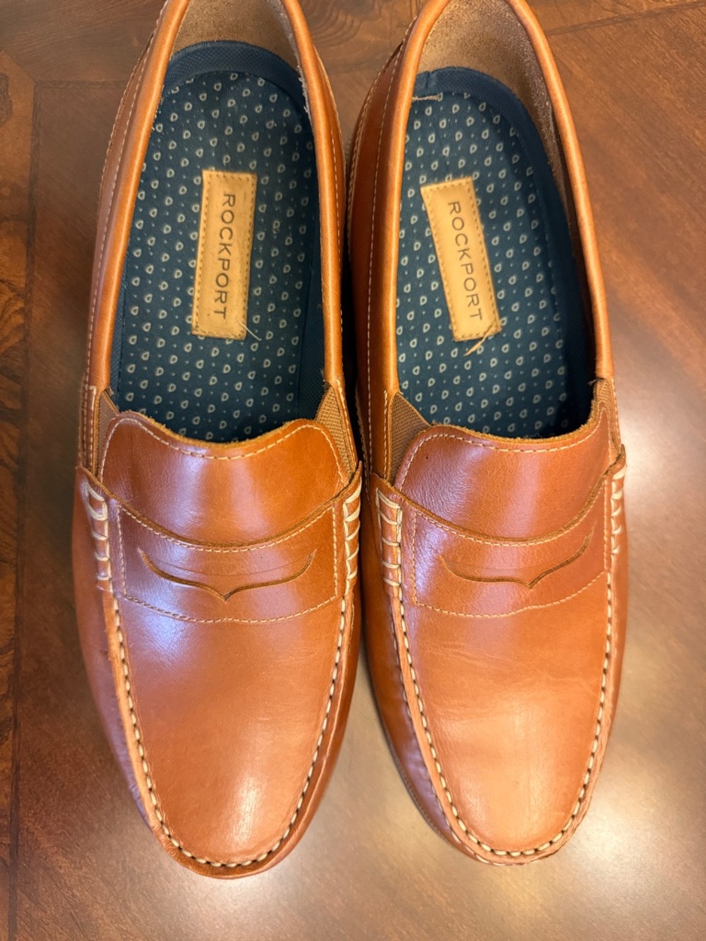 Rockport Cognac Brown Leather Penny Loafers